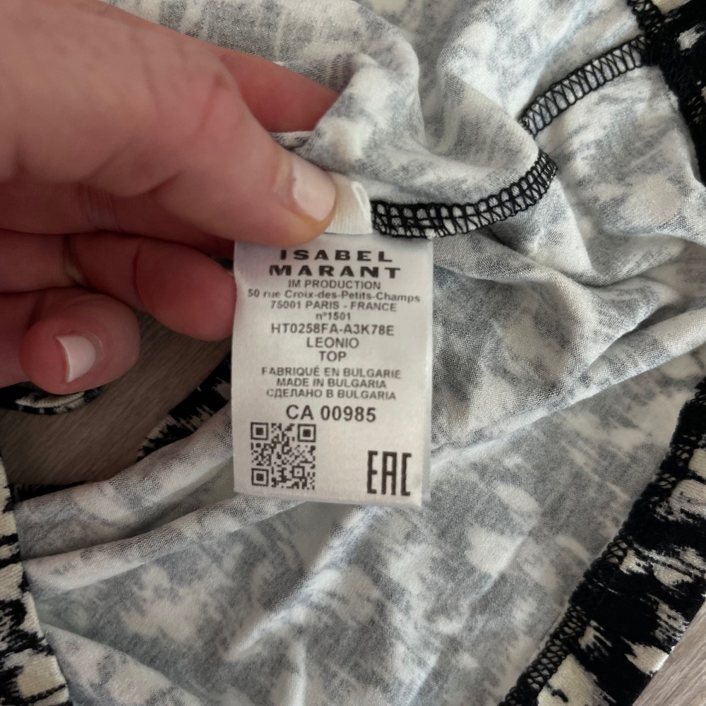 NWT Isabel Marant Leonio Top Sz 6 Black White Open Back Long Sleeve French Sexy - Picture 16 of 16